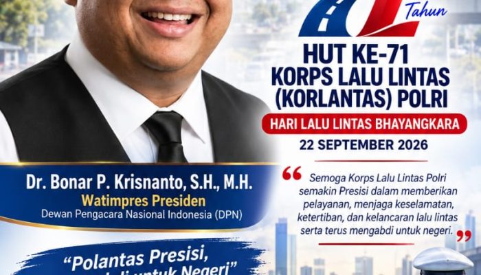 Dr. Bonar P. Krisnanto Ucapkan Selamat untuk Korlantas Polri ke-71